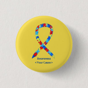 Puzzle Autism Awareness Ribbon Custom Button Pins