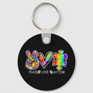 puzzle autism month awareness peace sign, 2nd Apri Keychain