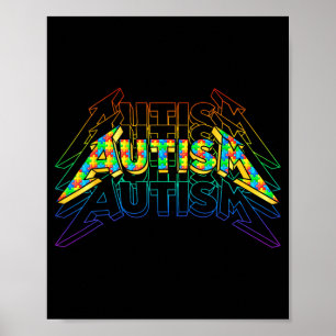 Puzzle Autism Skeleton Meme Metal Rock Music Men Poster