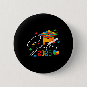 Puzzle Autistic Senior 2025 Autism Graduation Boys Button