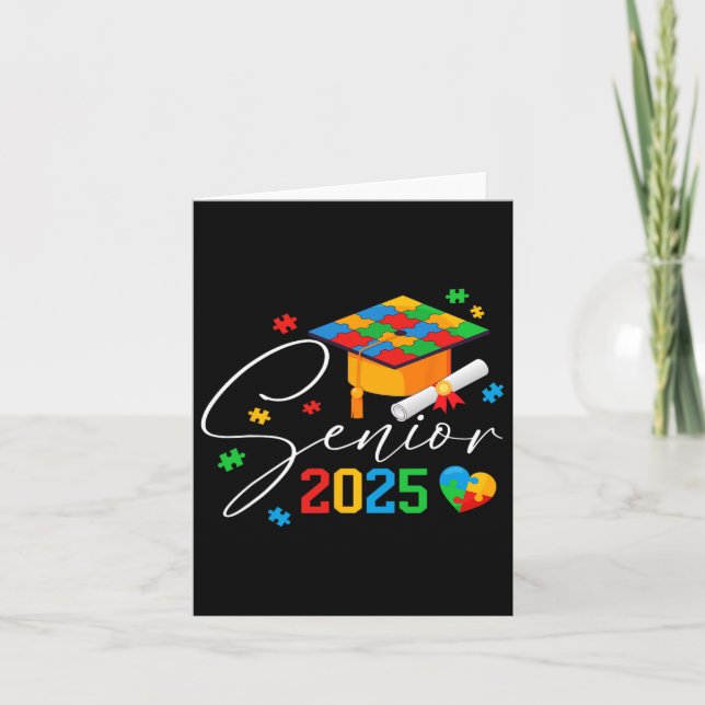 Puzzle Autistic Senior 2025 Autism Graduation Boys Card (Front)