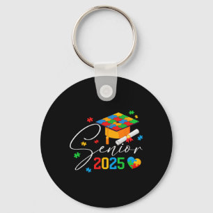 Puzzle Autistic Senior 2025 Autism Graduation Boys Keychain