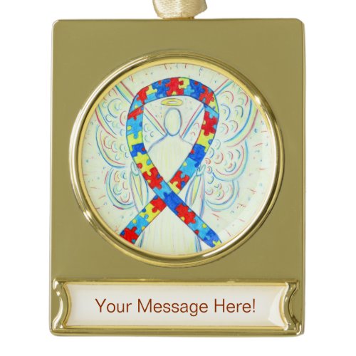Puzzle Awareness Ribbon Angel Art Custom Ornament