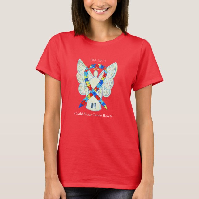 Puzzle Awareness Ribbon Angel Custom Shirts (Front)