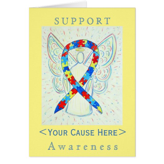 Puzzle Awareness Ribbon Angel Customized Card (Front)