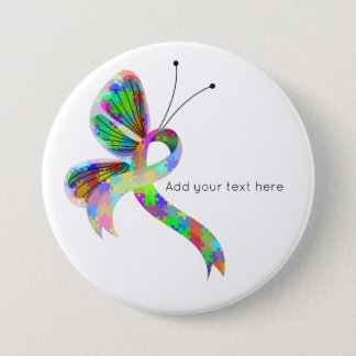 Puzzle Awareness Ribbon Butterfly  Button