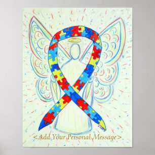 Puzzle Awareness Ribbon Guardian Angel Art Print