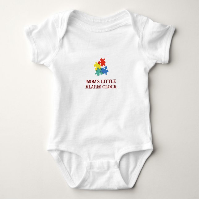 Puzzle Baby Bodysuit - "Mom’s Little Alarm" Print (Front)