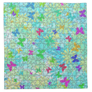 Puzzle Butterflies and Daisies-Colorful by STaylor Cloth Napkin