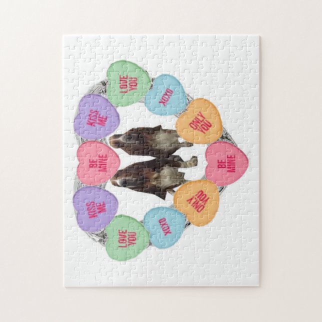 Puzzle Candy Love Hearts With Bassets (Vertical)
