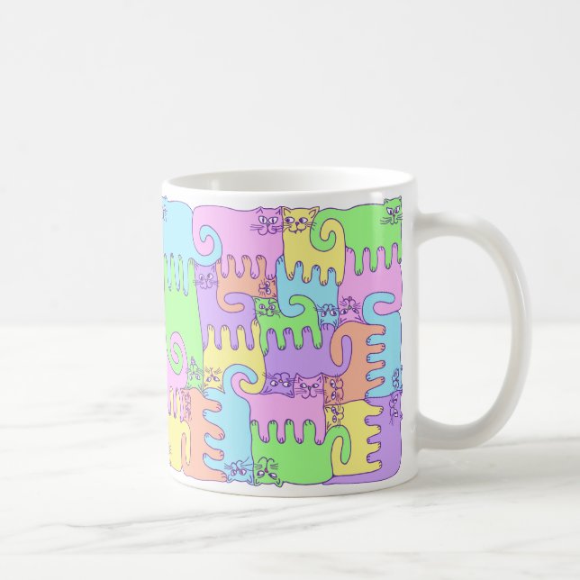 Puzzle Cats "Rainbow Fluffy" Coffee Mug (Right)