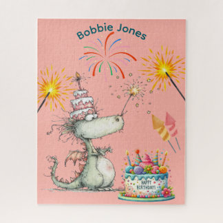 PUZZLE: CHILDREN Personalized Cute Dragon Birthday Jigsaw Puzzle