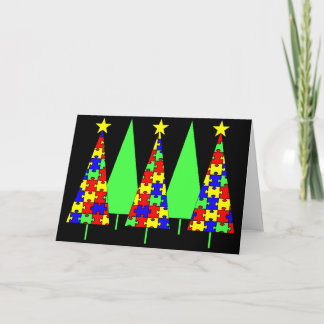 Puzzle Christmas Trees - Autism Awareness Holiday Card