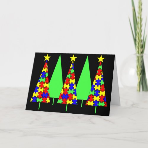 Puzzle Christmas Trees _ Autism Awareness Holiday Card