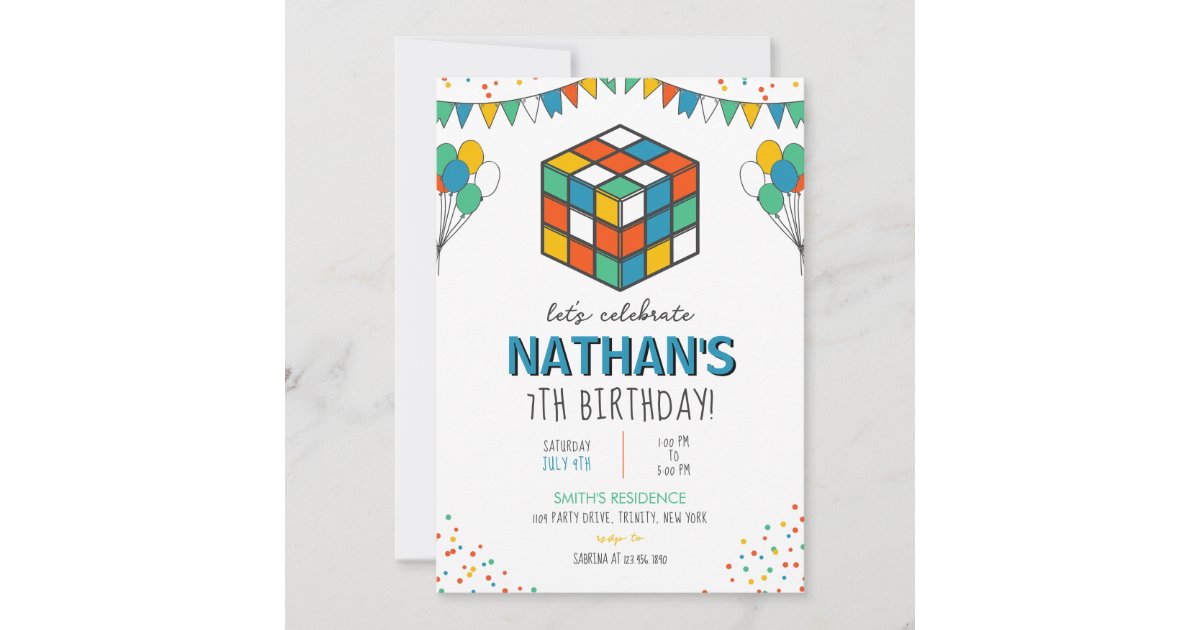Cubbies Invite Puzzle Cube Birthday Invitation | Zazzle