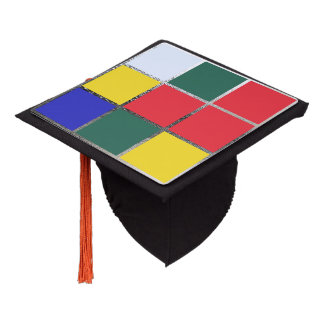 Puzzle Cube Gamer Primary Colors Colorful Red Blue Graduation Cap Topper
