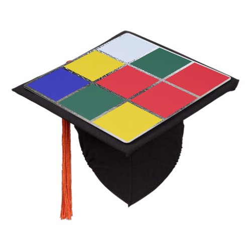 Puzzle Cube Gamer Primary Colors Colorful Red Blue Graduation Cap Topper