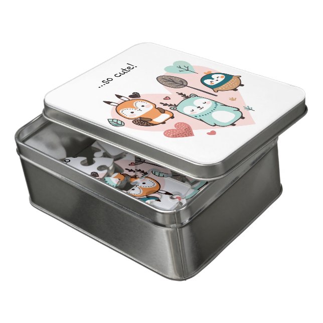 Puzzle features a cute illustration. (Lid Open)