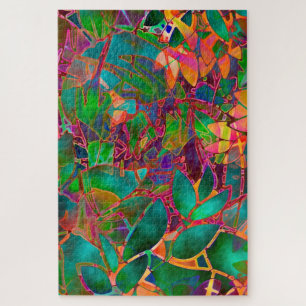 Puzzle Floral Abstract Stained Glass