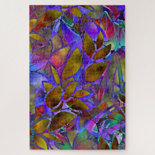 Puzzle Floral Abstract Stained Glass