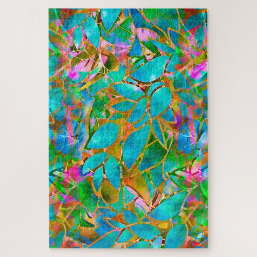 Puzzle Floral Abstract Stained Glass