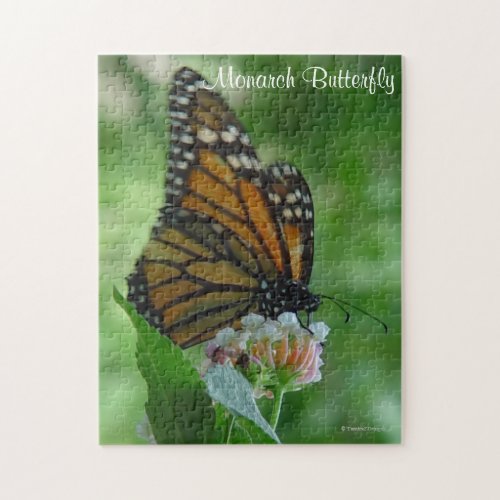Puzzle Fluttering Monarch Butterfly Pink Flower