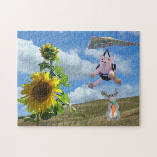 Puzzle _ Flying Pig and Rabbit on Hill