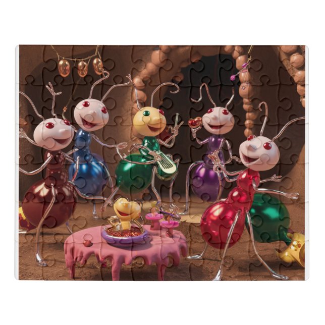 Puzzle for kids and adults..Happy Ants Party (Puzzle Horizontal)