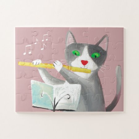 Puzzle For Kids | Flutist Cat