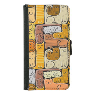 Puzzle Funny Cats House Seamless Samsung Galaxy S5 Wallet Case