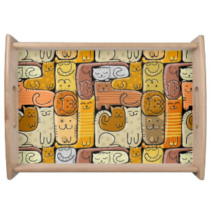 Puzzle Funny Cats House Seamless Serving Tray