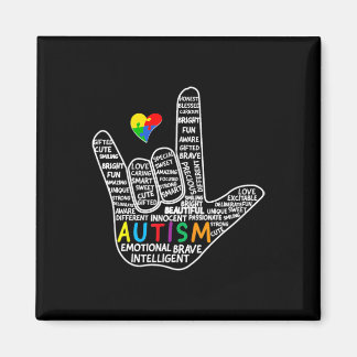 Puzzle Heart ASL Love Sign Language hand Autism Aw Magnet