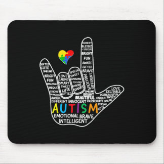 Puzzle Heart ASL Love Sign Language hand Autism Aw Mouse Pad