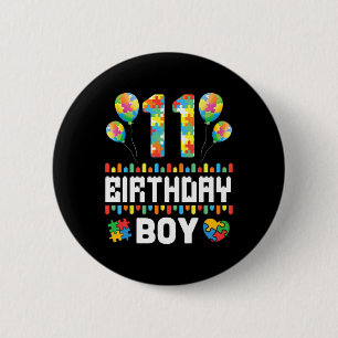 Puzzle Heart Balloons Happy Birthday Autism 11 Yea Button