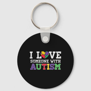 Puzzle Heart I Love Someone With Autism Awareness Keychain