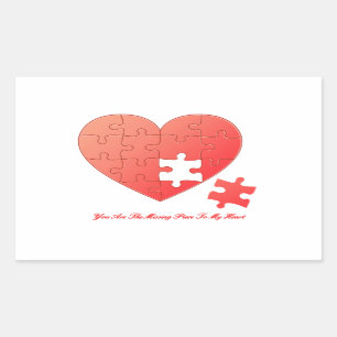 Puzzle Heart with Missing Piece Rectangular Sticker