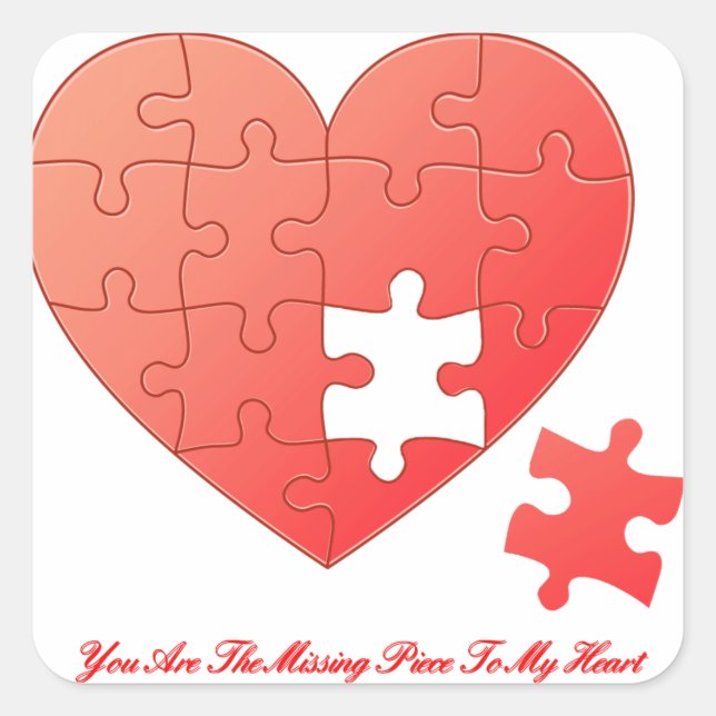 Puzzle Heart with Missing Piece Square Sticker (Front)