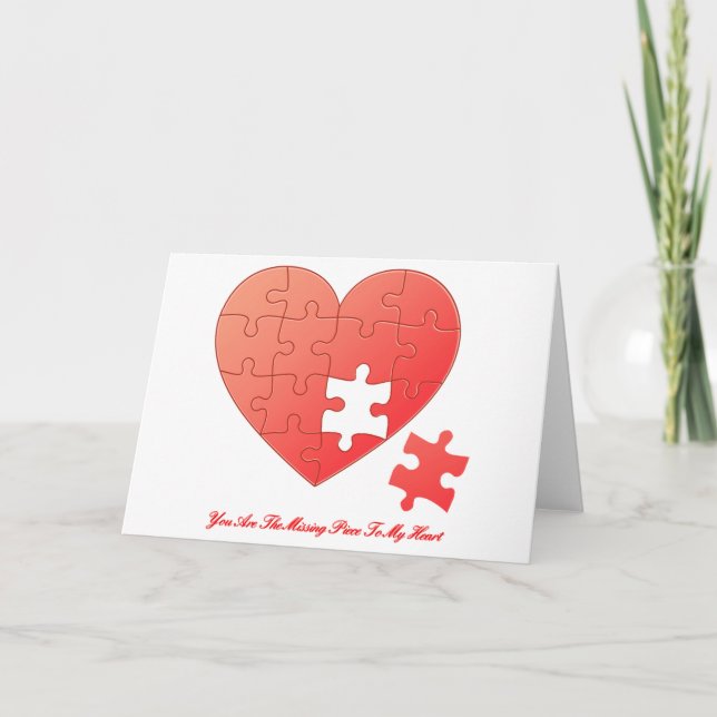 Puzzle Heart with Piece and Quote Card (Front)