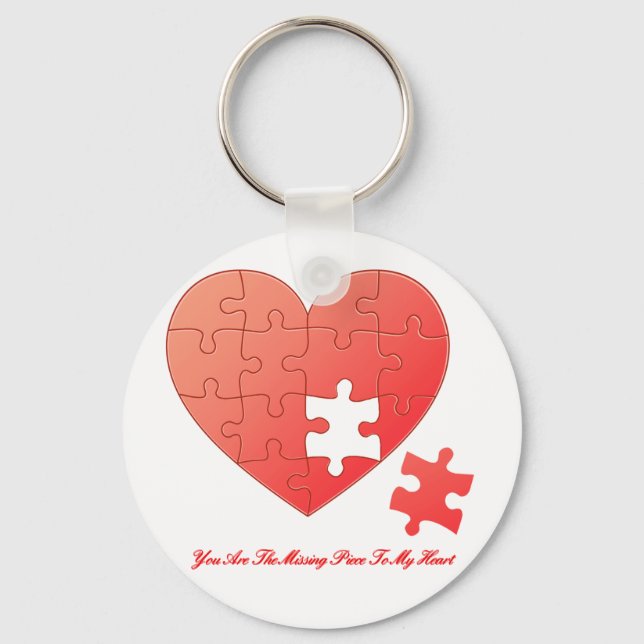 Puzzle Heart with Piece and Quote Keychain (Front)