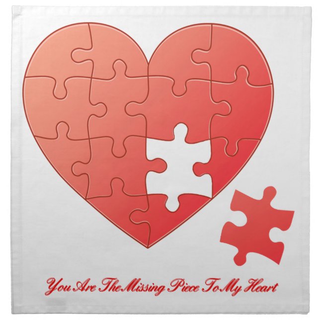 Puzzle Heart with Piece and Quote Napkin (Front)