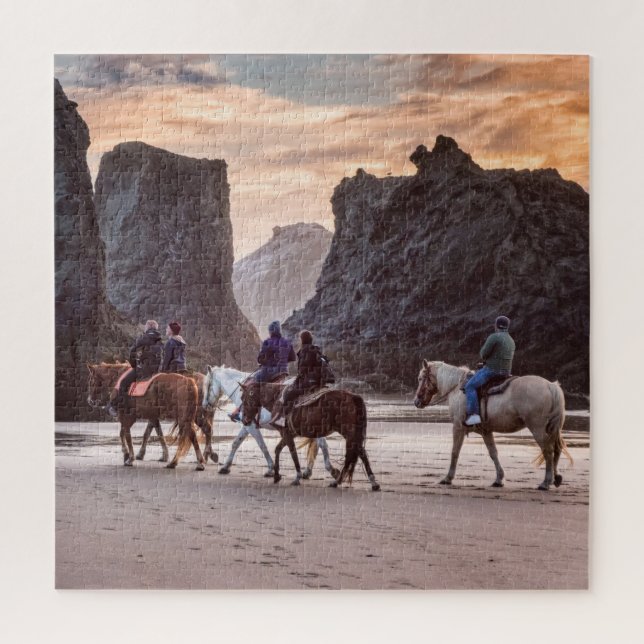 Puzzle: Horseback Riding On Bandon Beach Jigsaw Puzzle (Vertical)