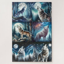 PUZZLE: Howling Wolf 6-Panel Collage Jigsaw