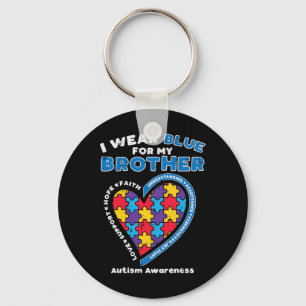 Puzzle I Wear Blue For My Brother Autism Awareness Keychain