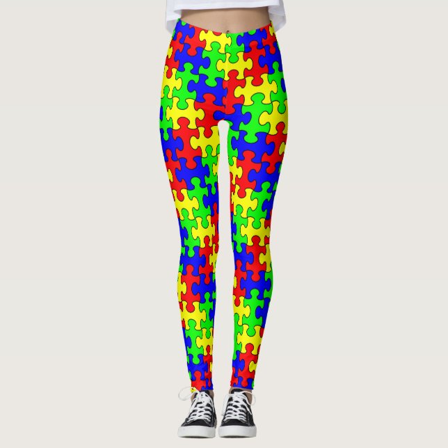 Puzzle Leggings: Colorful Puzzle Leggings (Front)