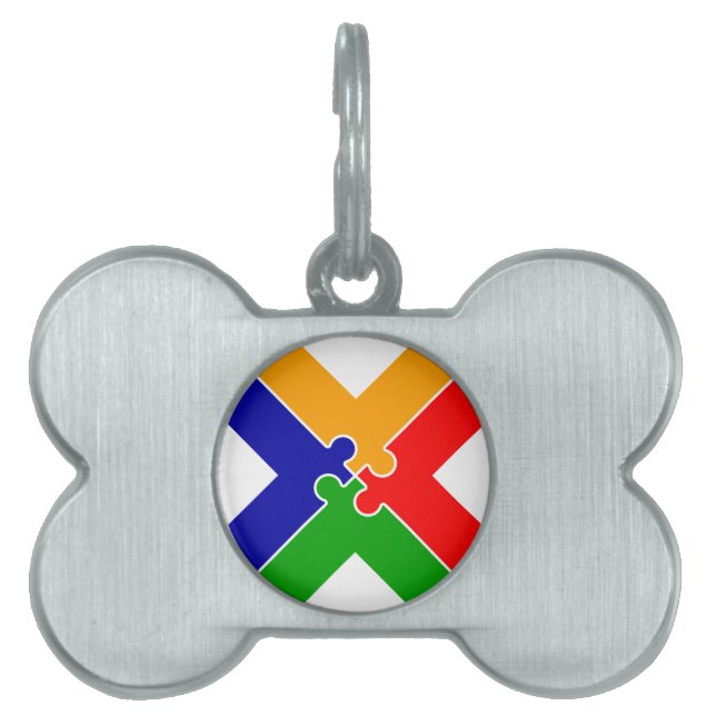 Puzzle Letter X Monogram Pet ID Tag (Front)