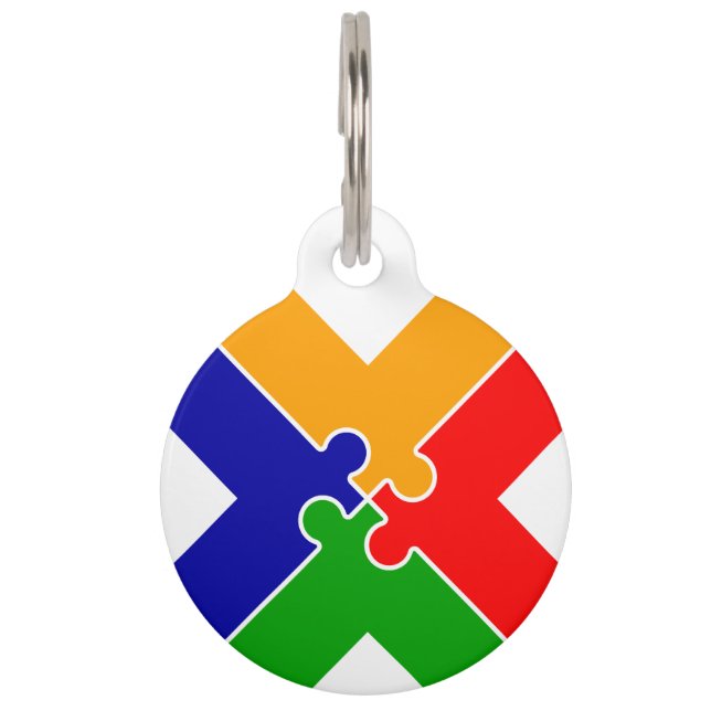 Puzzle Letter X Monogram Pet ID Tag (Front)