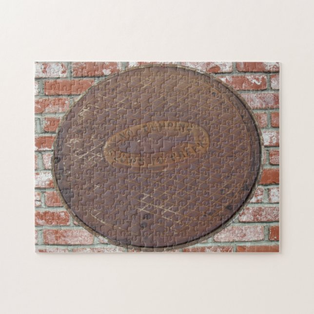 Puzzle - Manhole Cover on Brick (Horizontal)