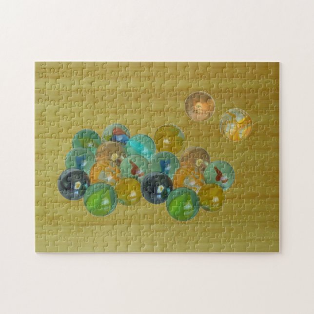 Puzzle -  Marbles on Bamboo Floor (Horizontal)