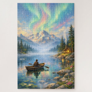 Puzzle - Northern Lights over the Lake