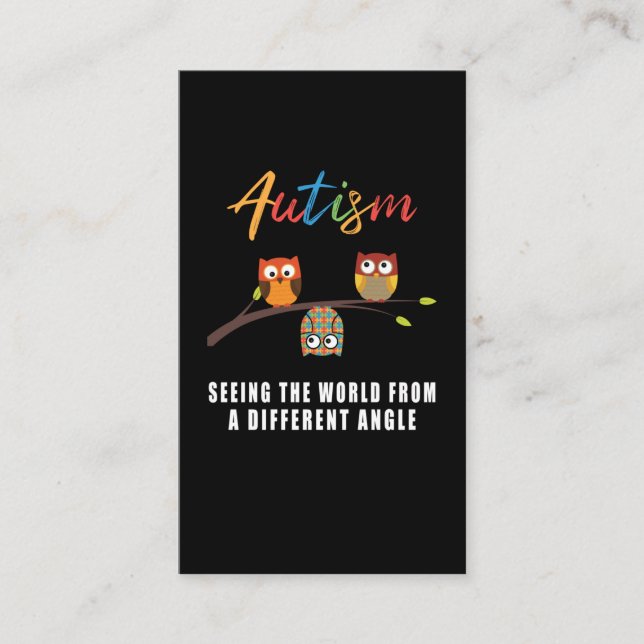Puzzle Owl Autism Awareness Autistic Kid Business Card (Front)
